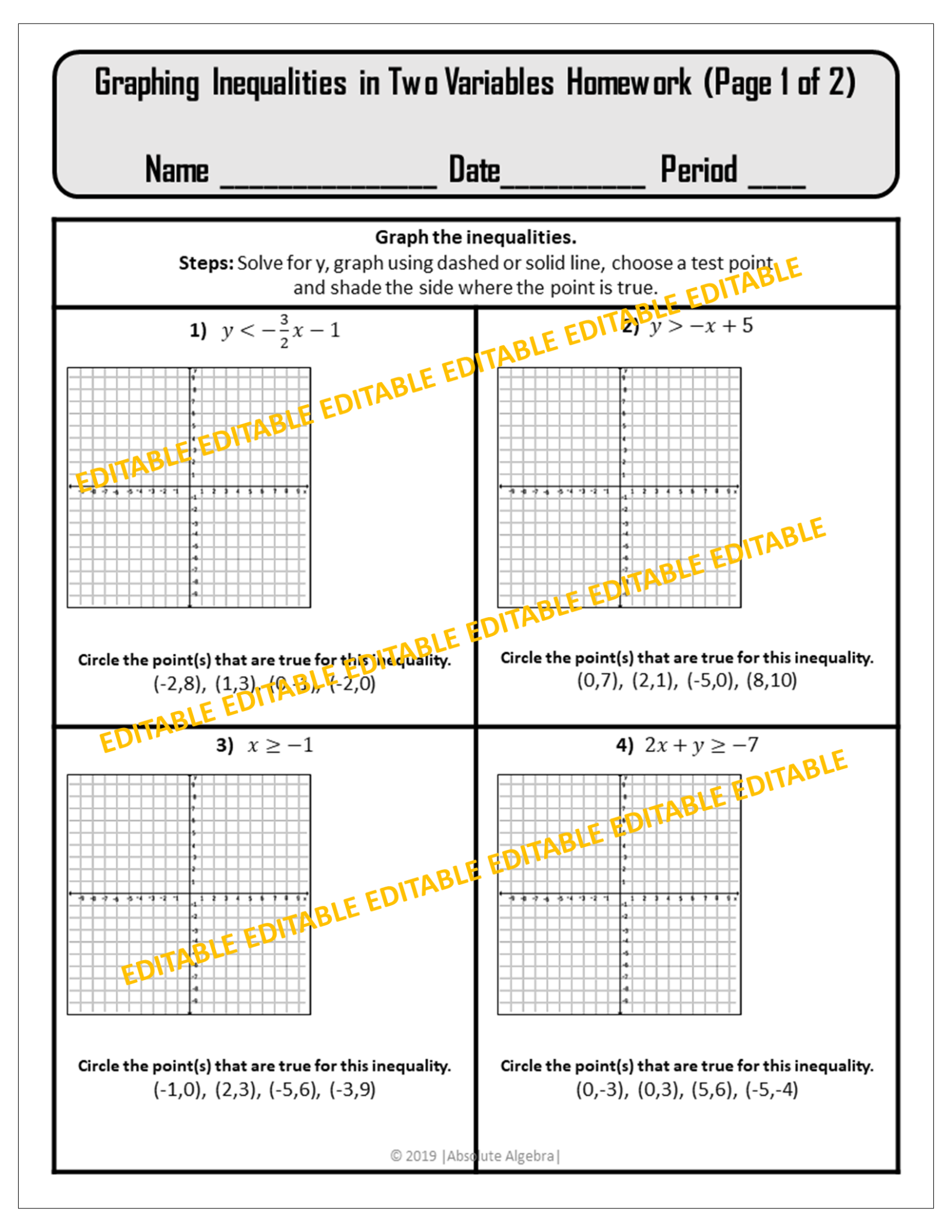 graphing inequalities worksheet graphing inequalities worksheet