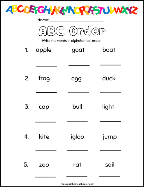 Free Alphabetizing Worksheets ABC Order Made Easy The Simple 