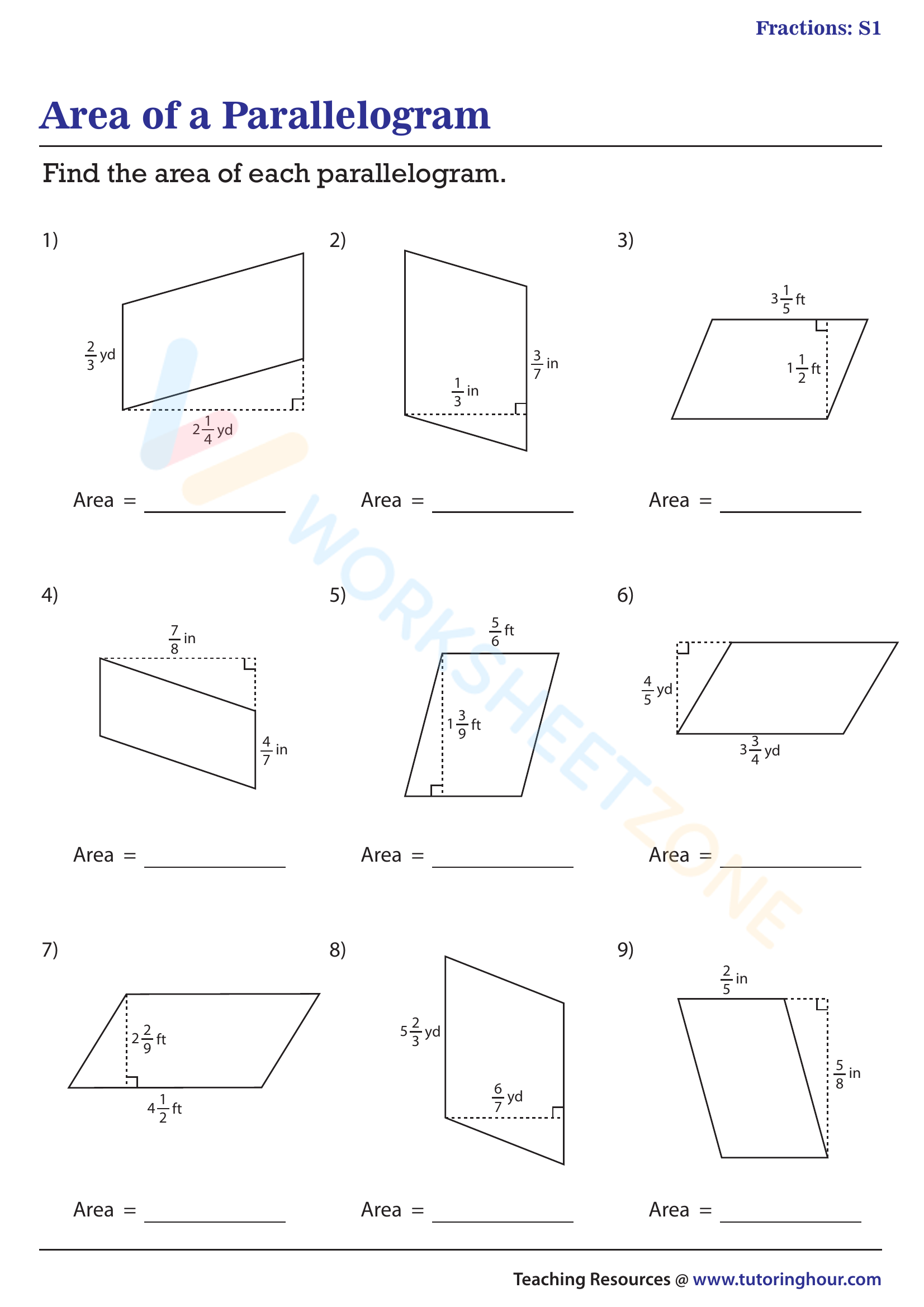 Free Area Of Parallelogram Worksheet Collection For Kids Free Area Of Parallelogram Worksheet Collection For Kids