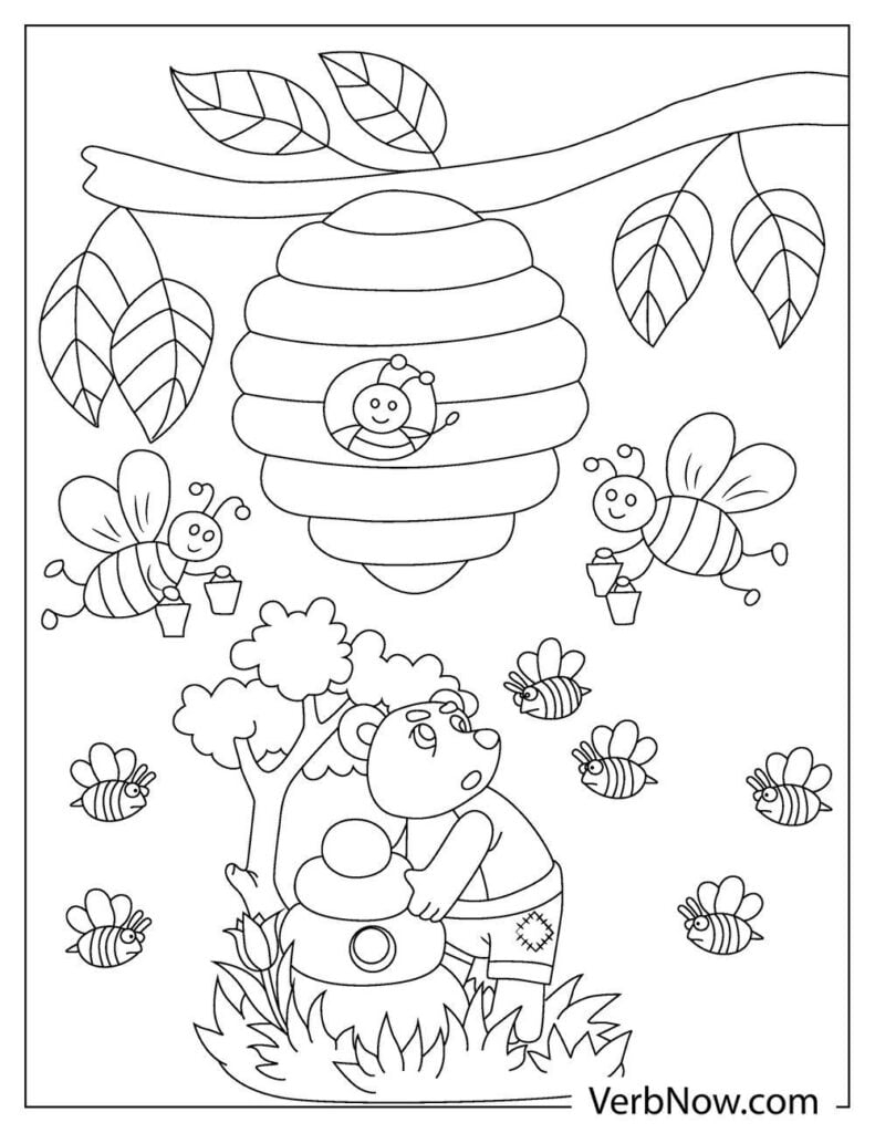 Free BEE Coloring Pages Book For Download Printable PDF VerbNow
