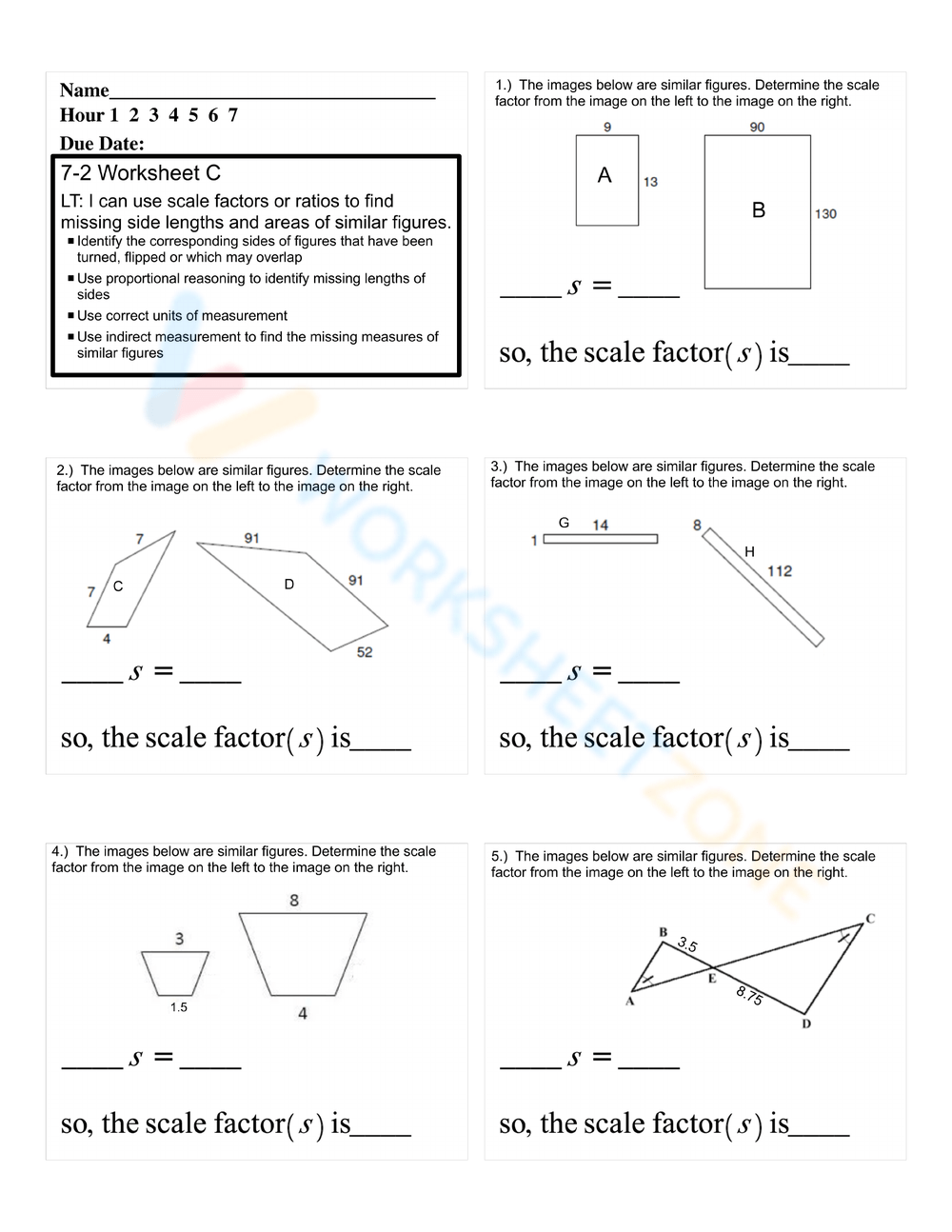 Free Collection Of Scale Factor Worksheets WorksheetZone Worksheets Free Collection Of Scale Factor Worksheets WorksheetZone Worksheets