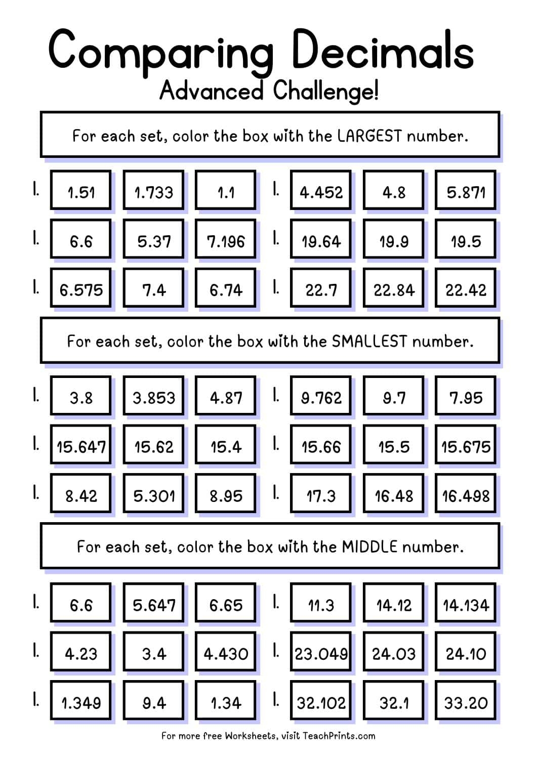 Free Comparing Decimals Worksheets Teach Prints Free Comparing Decimals Worksheets Teach Prints