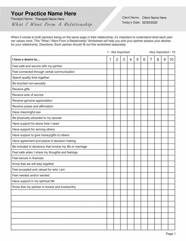 couples therapy worksheets