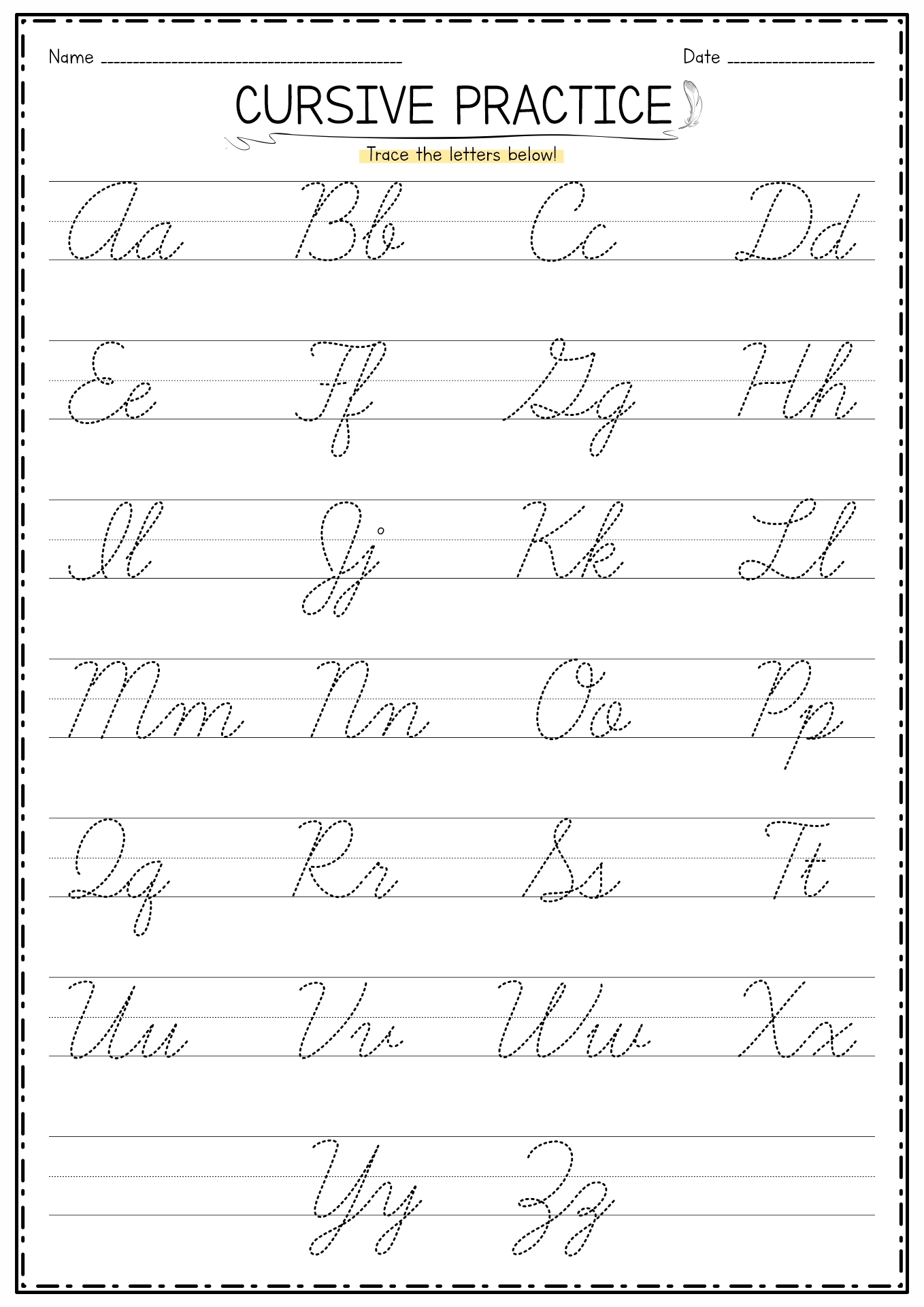 Free Cursive Practice Sheets Printable