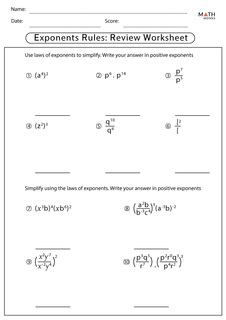 Free Exponents Worksheet Algebra Download Free Exponents Worksheet 