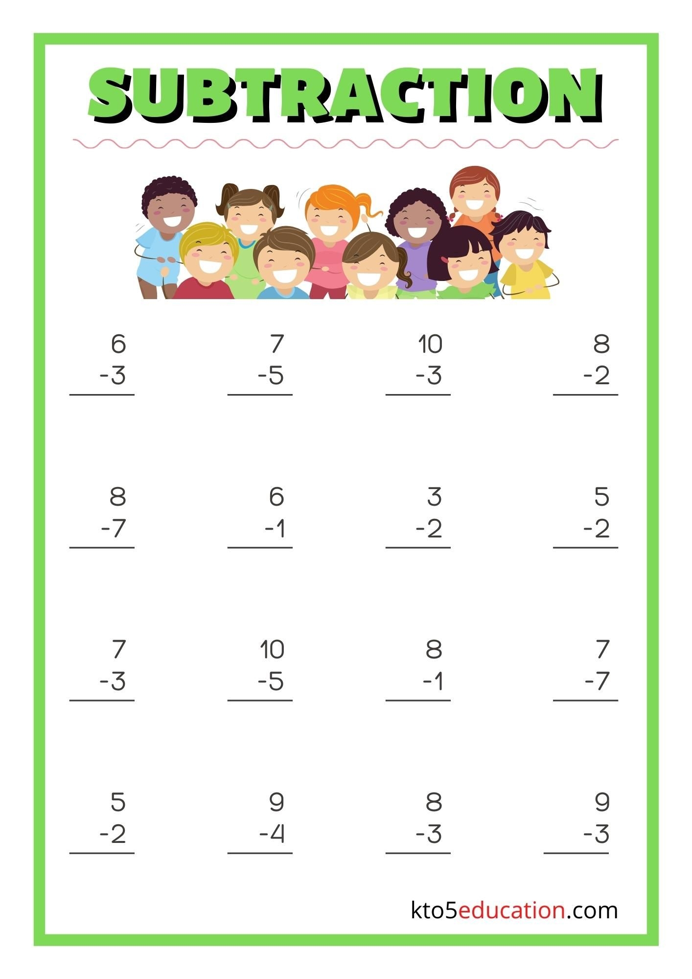 Free Grade 1 Subtraction Worksheet Free Grade 1 Subtraction Worksheet