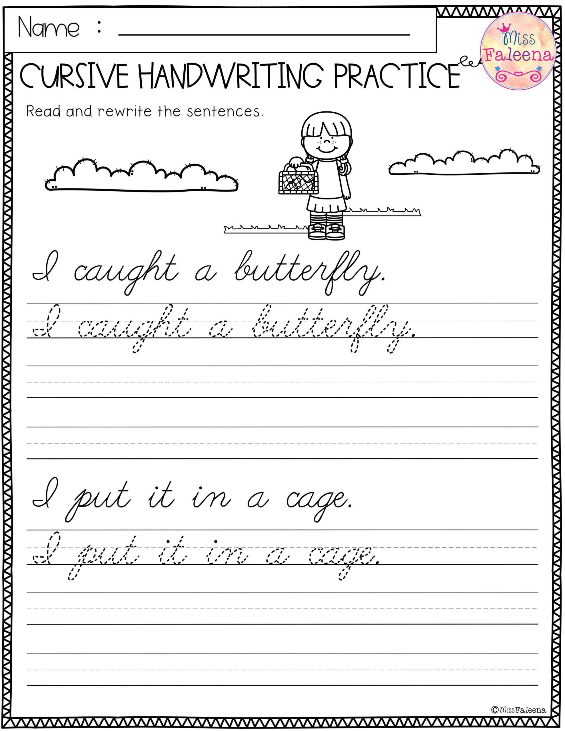 Free Handwriting Worksheets For 3rd Grade Handwriting Worksheets