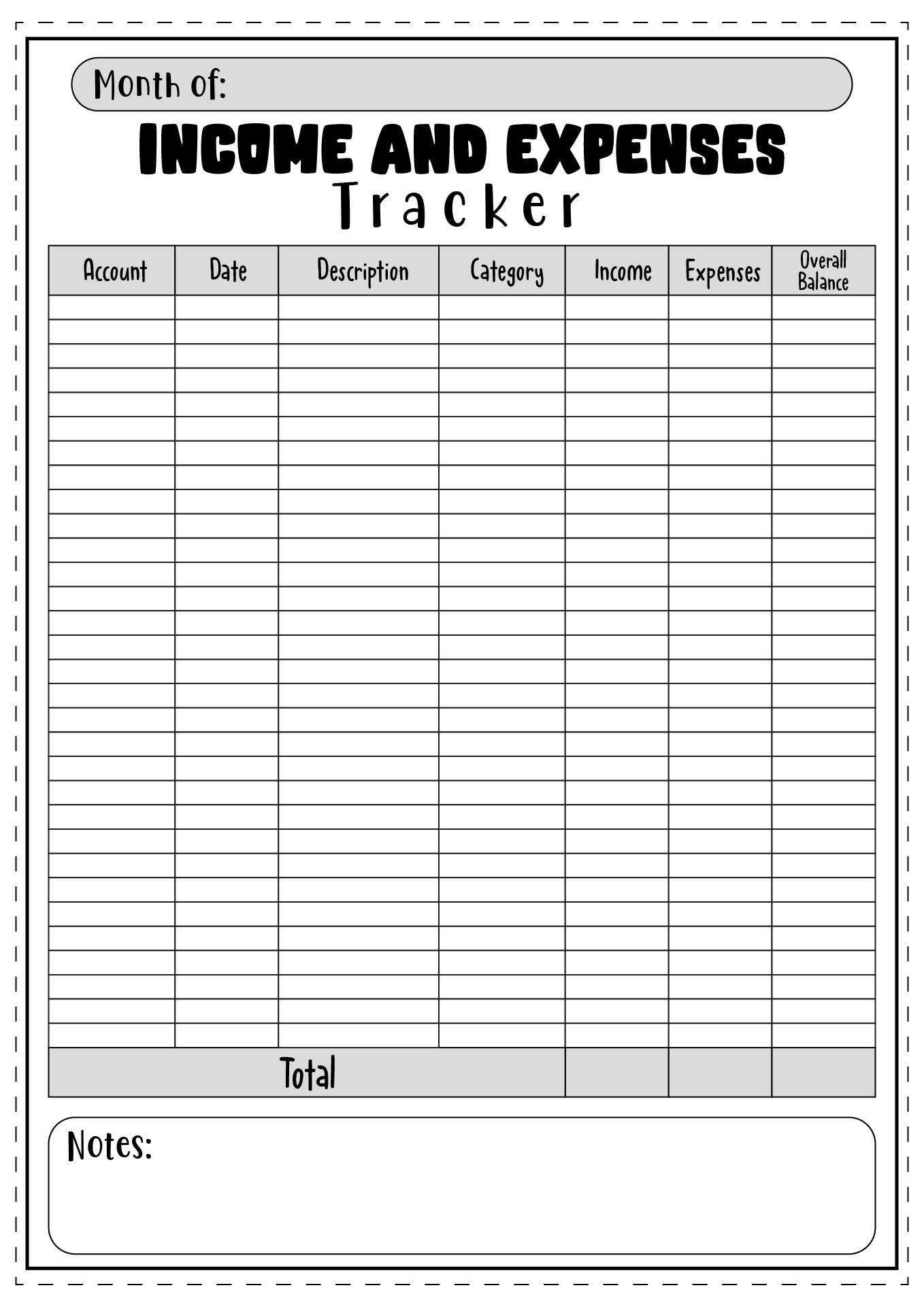 Free Income And Expense Worksheet