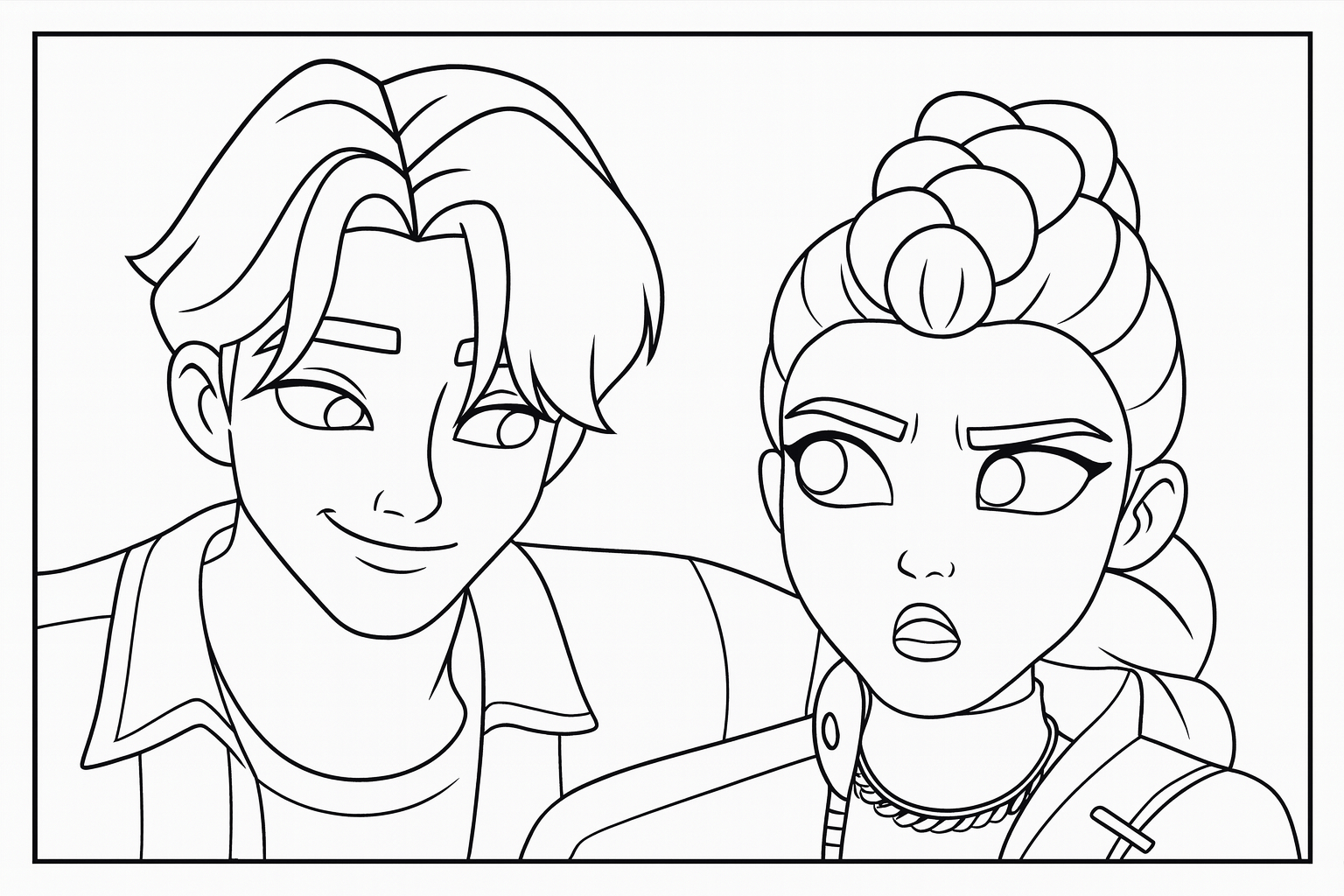 Free Jinu Saja Boys Rumi Huntr x Interaction Scene Coloring Pages Free Jinu Saja Boys Rumi Huntr x Interaction Scene Coloring Pages