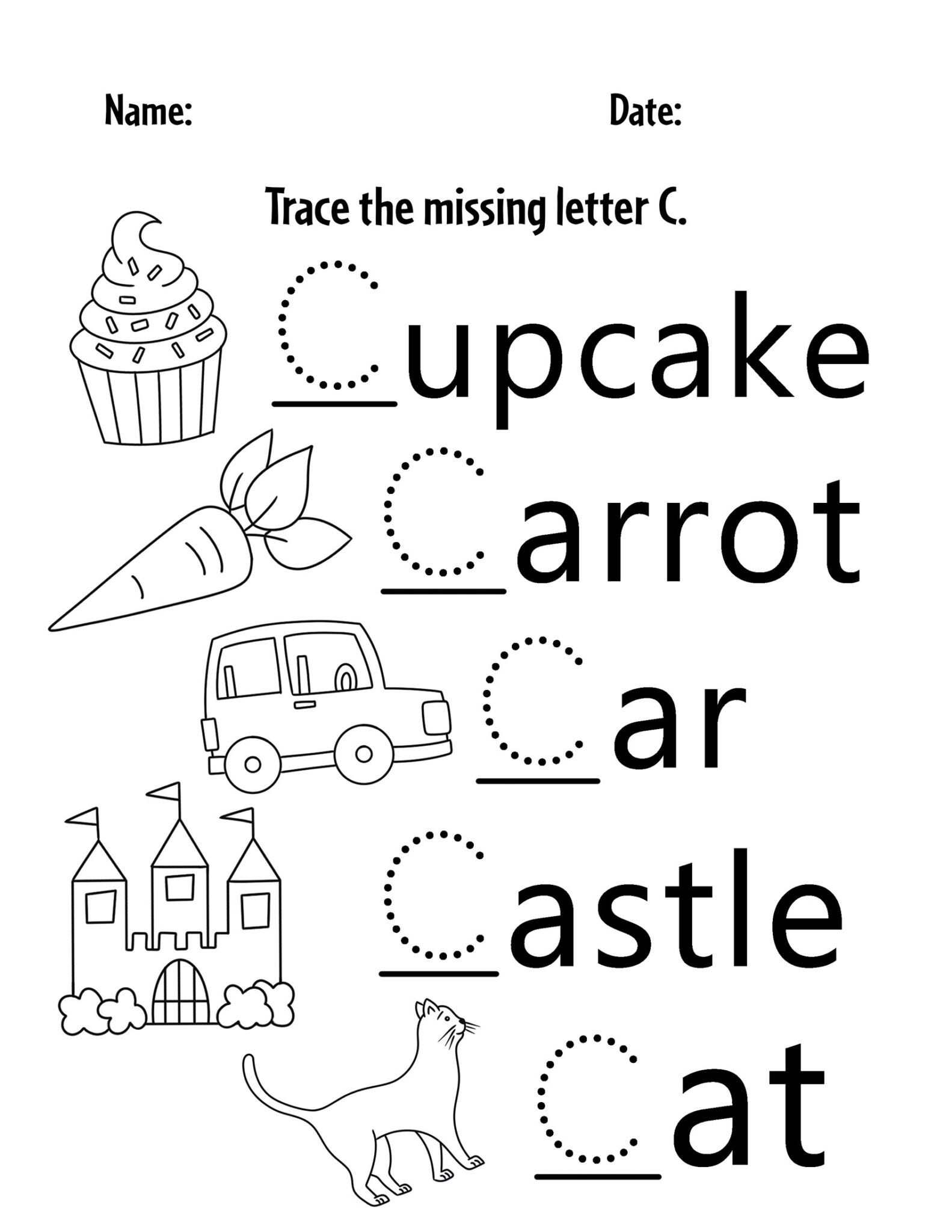 FREE Letter C Worksheets For Preschool