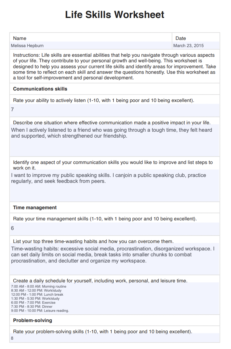 Free Life Skills Worksheets For Highschool Students And Free Life Free Life Skills Worksheets For Highschool Students And Free Life