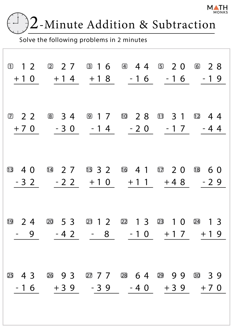 Free Math Addition And Subtraction Worksheet Download Free Math 