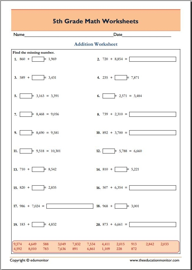 math worksheets for 5th grade math worksheets for 5th grade