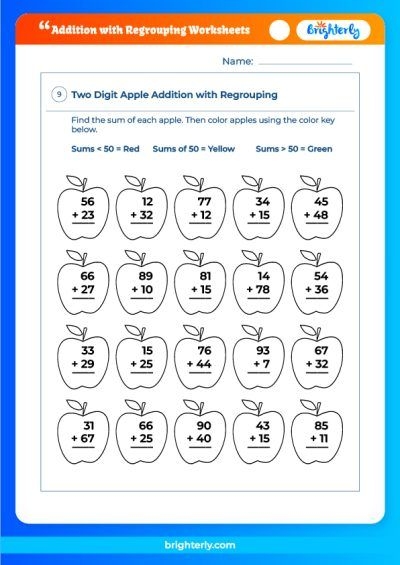 Free Printable Addition With Regrouping Worksheets PDFs Brighterly