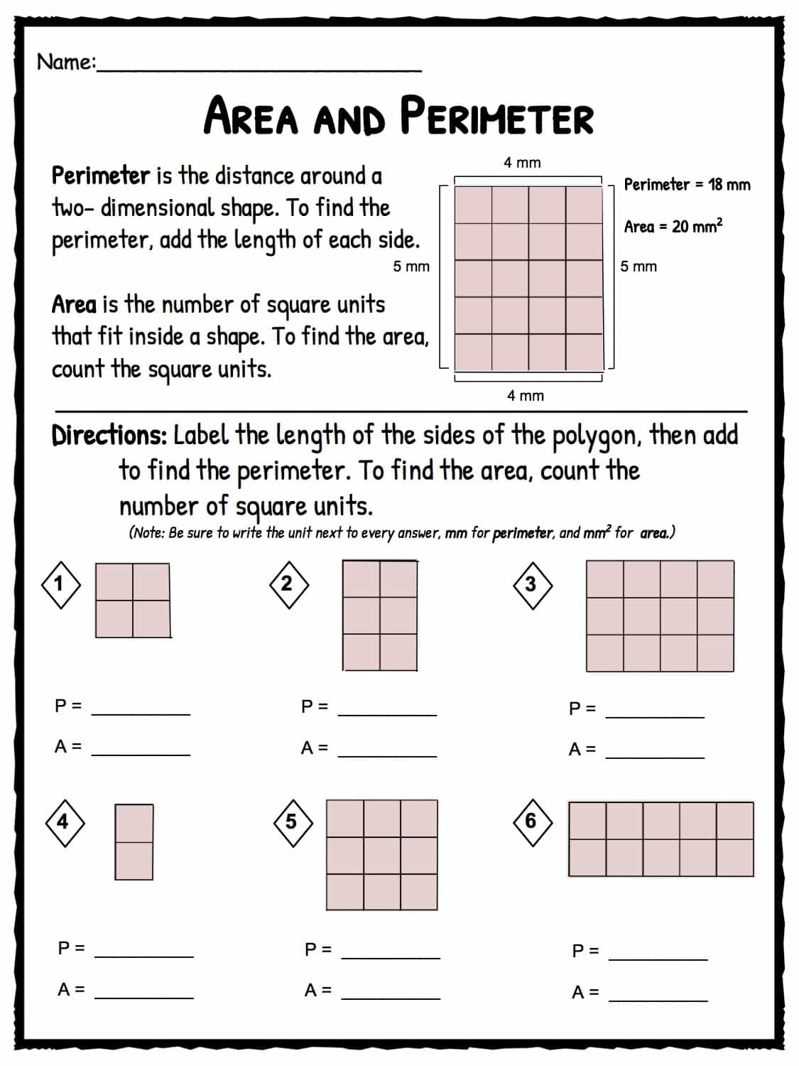 Free Printable Area And Perimeter Worksheets