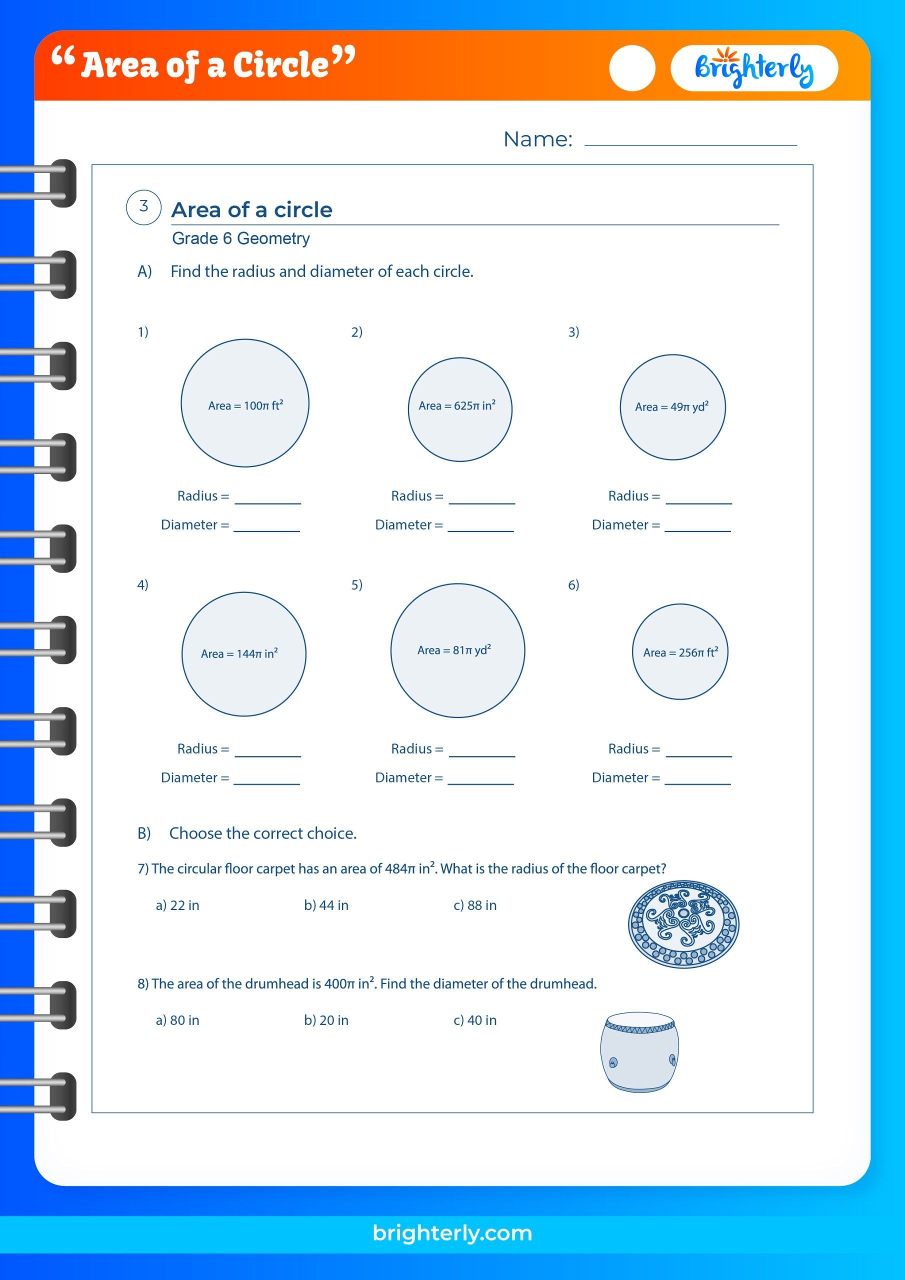 FREE Printable Area Of A Circle Worksheets PDFs Brighterly FREE Printable Area Of A Circle Worksheets PDFs Brighterly