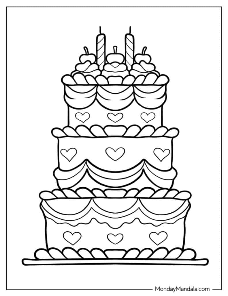 Free Printable Birthday Cake Coloring Pages 2025 Free Printable Birthday Cake Coloring Pages 2025