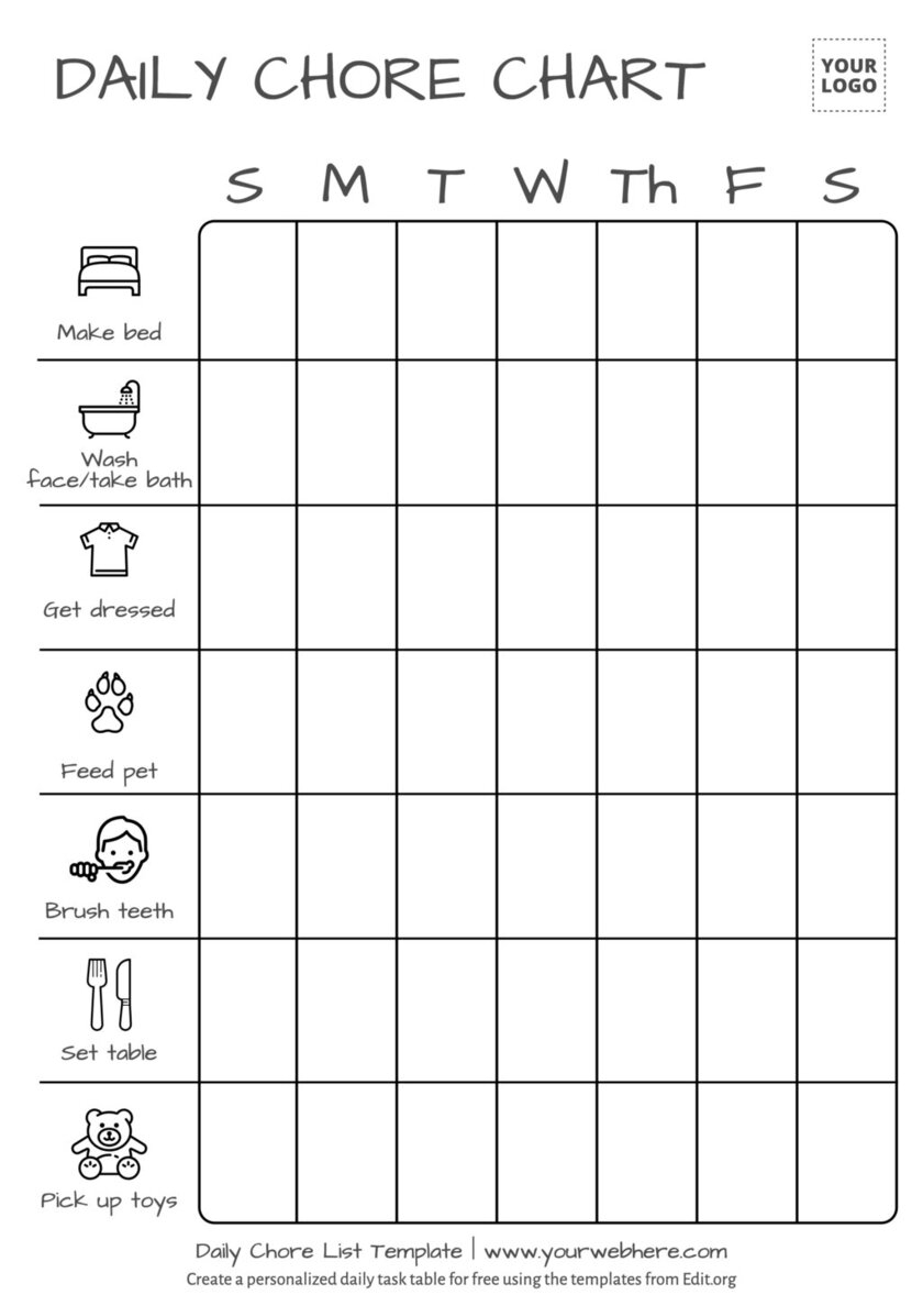 chore list chart printables