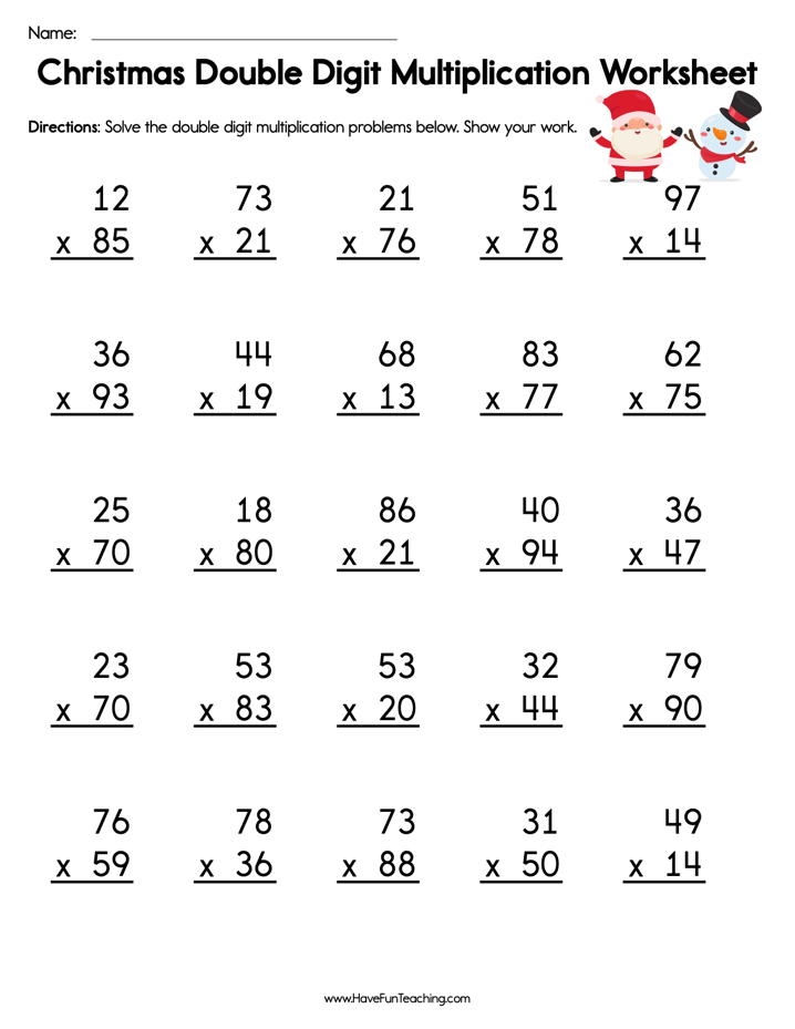 Free Printable Double Digit Multiplication Worksheets PDF Printable 