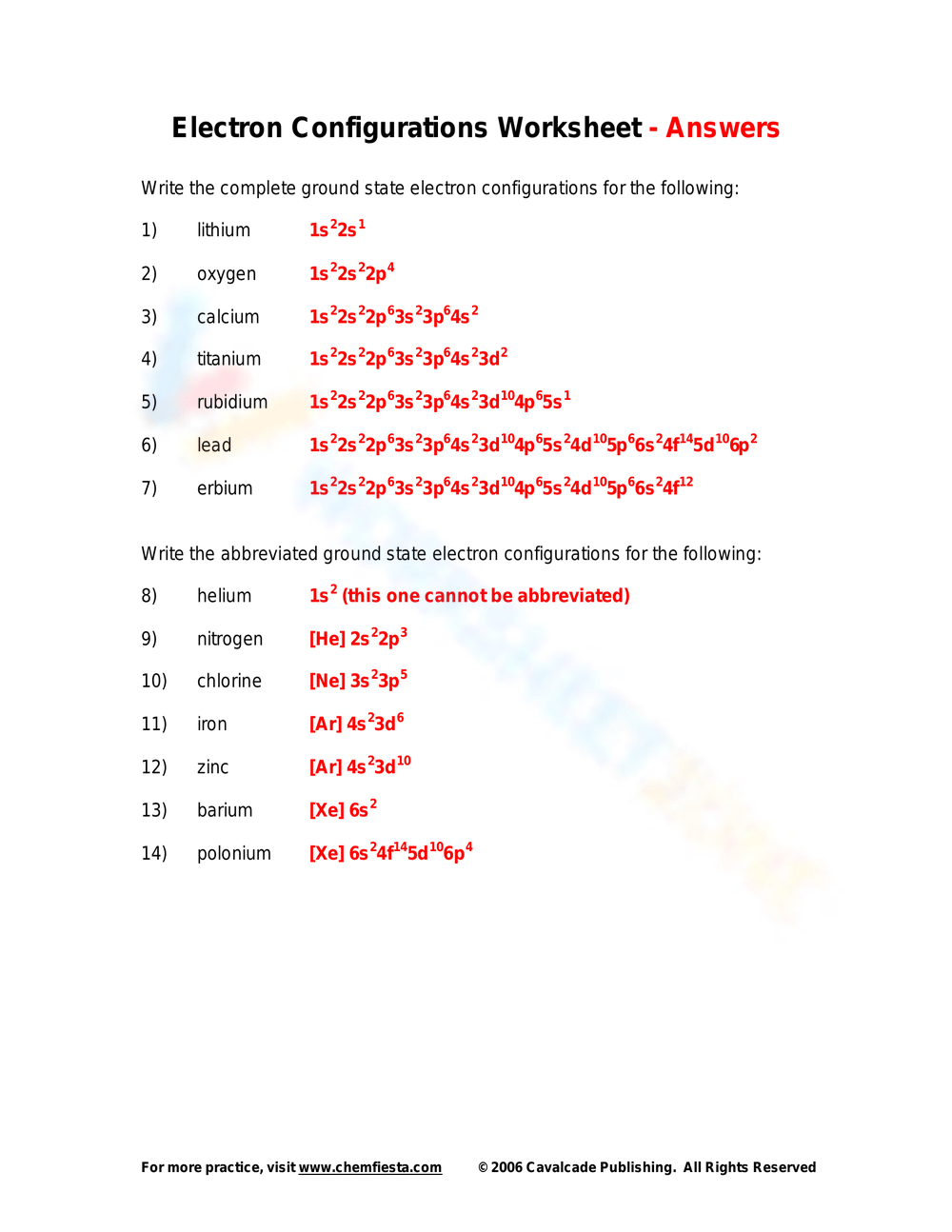 Free Printable Electron Configuration Worksheets Worksheets Library