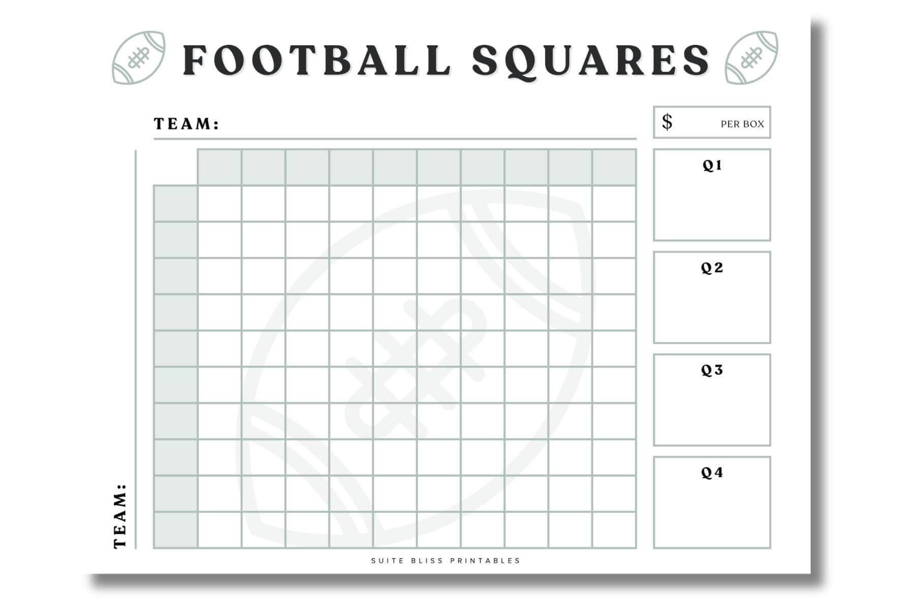 Free Printable Football Squares PDF For Game Day Fun
