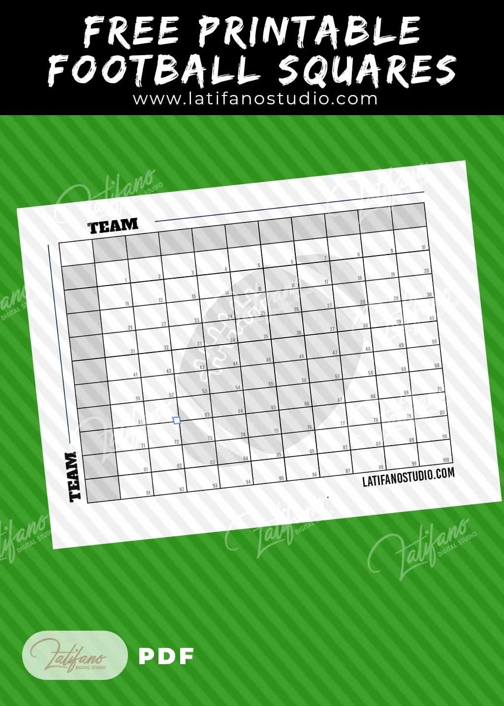Free Printable Football Squares PDF Free Printable Football Squares PDF