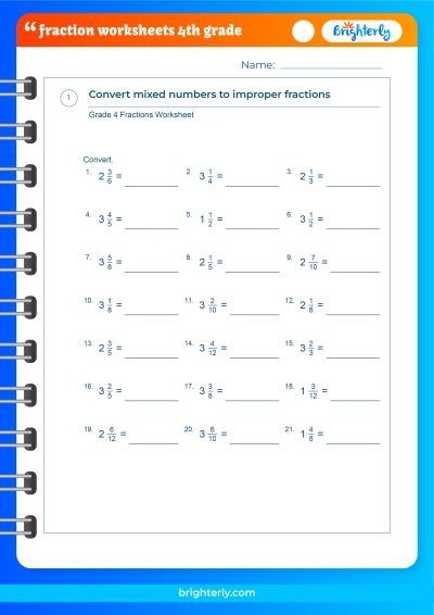 4th grade fraction worksheets