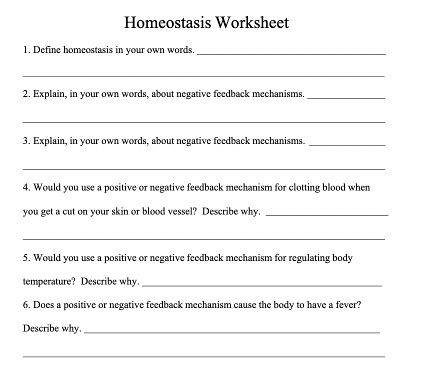 Free Printable Homeostasis Worksheets For Students Worksheets Library Free Printable Homeostasis Worksheets For Students Worksheets Library