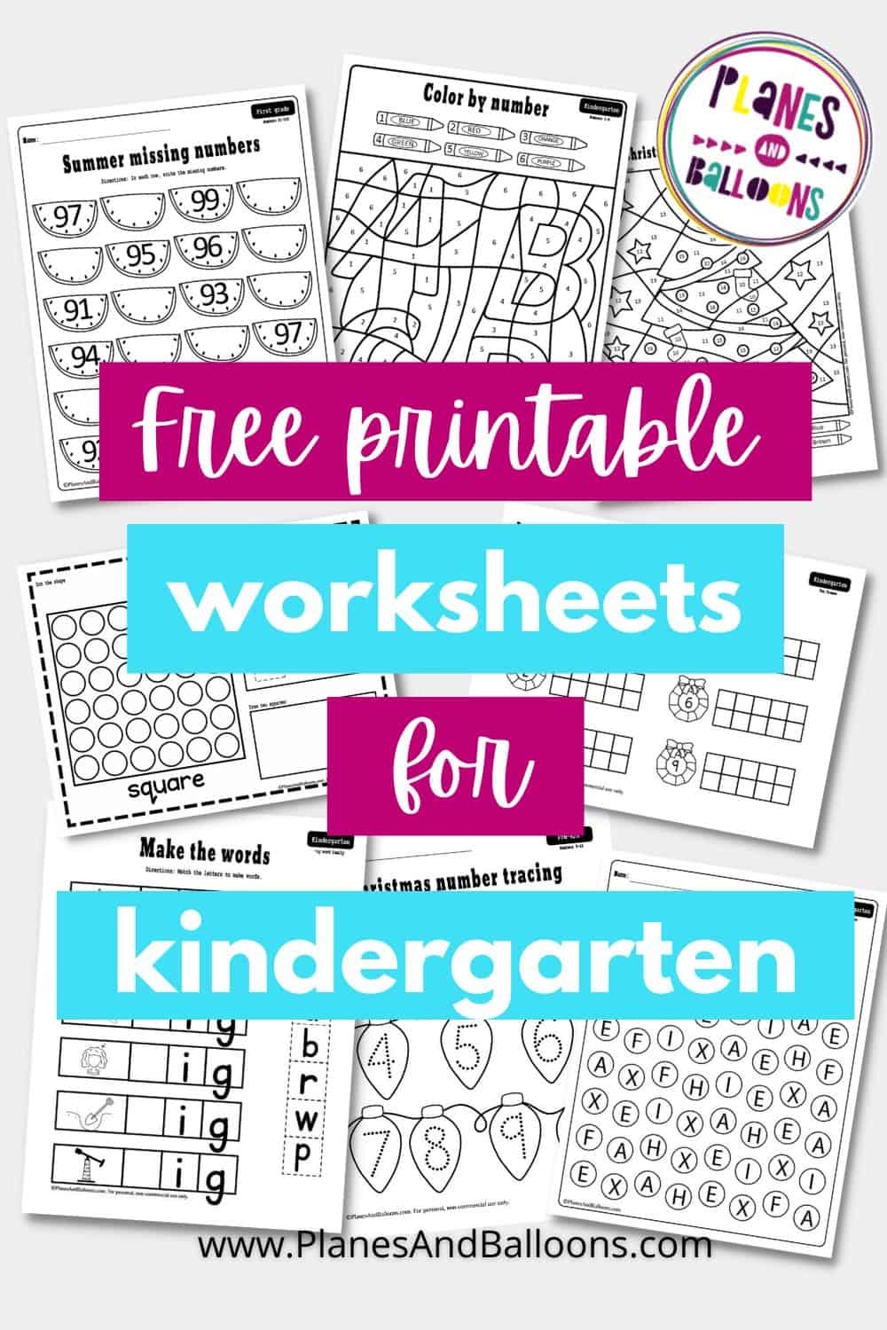 Free Printable Kindergarten Worksheets PDF Planes Balloons Free Printable Kindergarten Worksheets PDF Planes Balloons