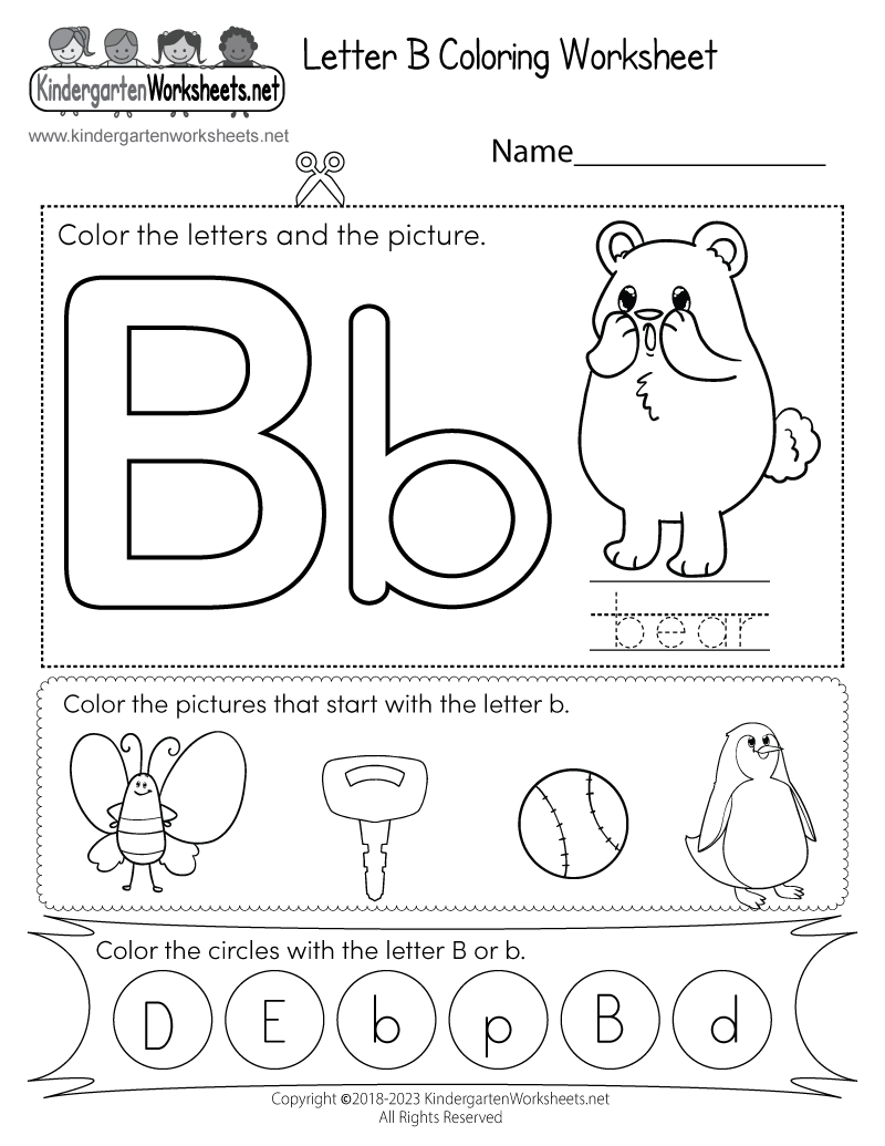 Free Printable Letter B Coloring Worksheet For Kindergarten Free Printable Letter B Coloring Worksheet For Kindergarten