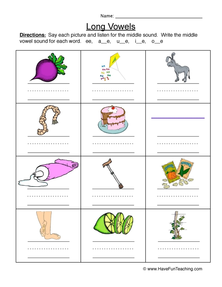 long vowel worksheets