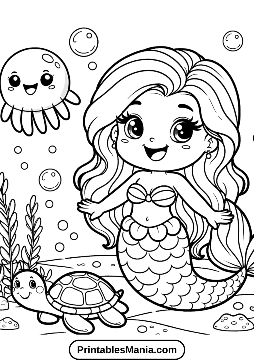 Free Printable Mermaid Coloring Pages PDF Printables Mania