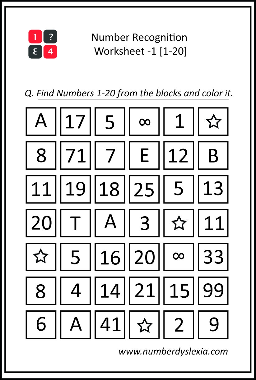 number identification worksheets