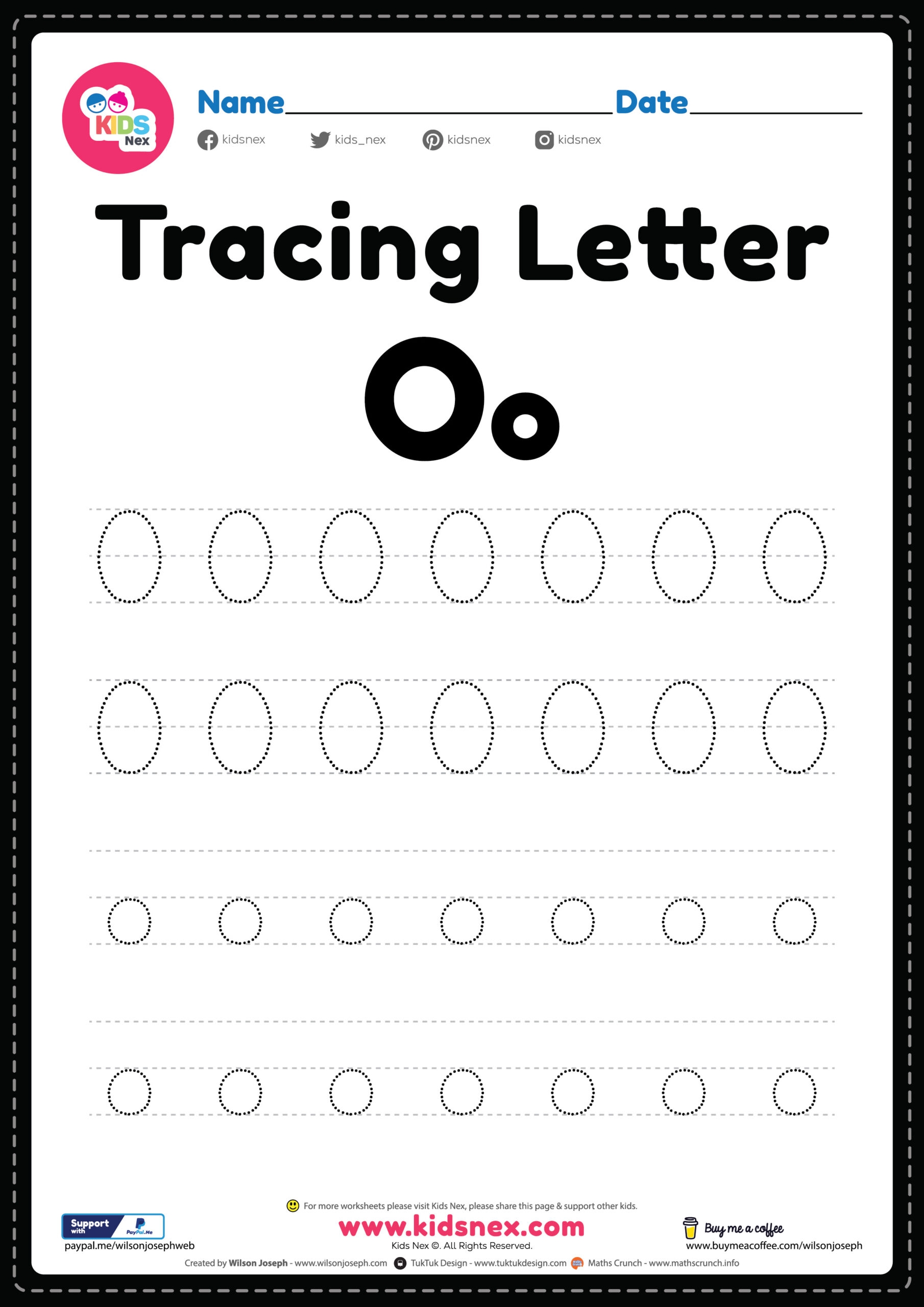 Free Printable PDF Tracing Letter O Alphabet Worksheet Free Printable PDF Tracing Letter O Alphabet Worksheet