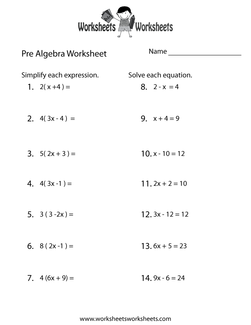 Free Printable Pre Algebra Review Worksheet Free Printable Pre Algebra Review Worksheet