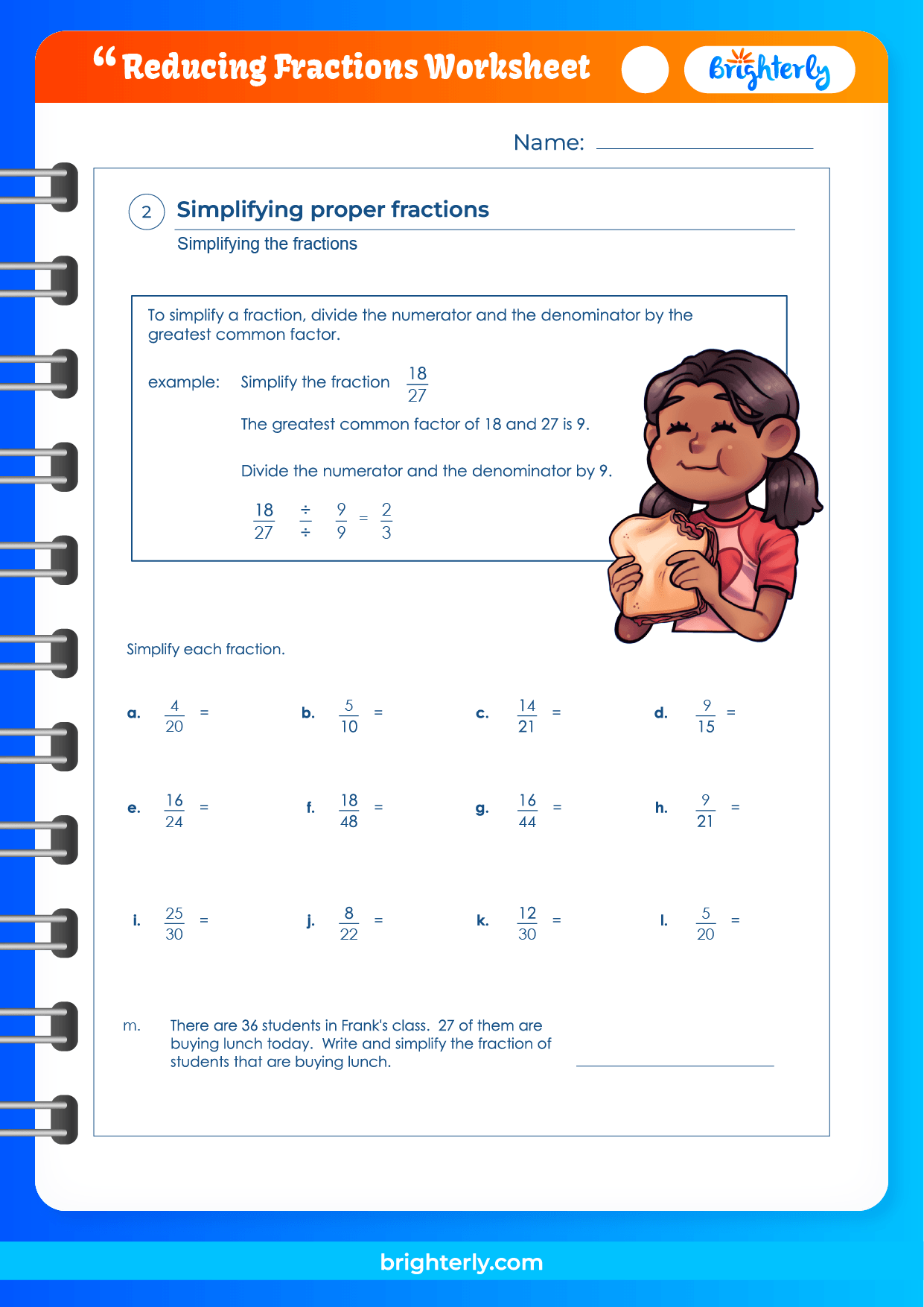 FREE Printable Reducing Fractions Worksheets For Kids PDFs Brighterly