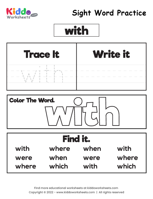 Free Printable Sight Word Practice With Worksheet Kiddoworksheets