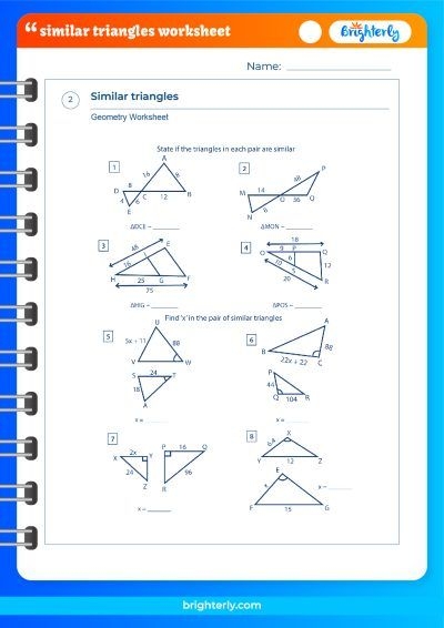 similar triangles worksheet similar triangles worksheet