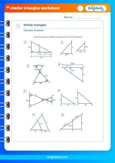 Free Printable Similar Triangles Worksheets PDF Brighterly Free Printable Similar Triangles Worksheets PDF Brighterly