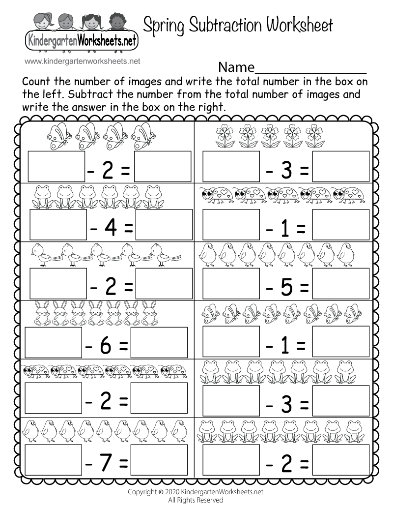 kindergarten subtraction worksheet