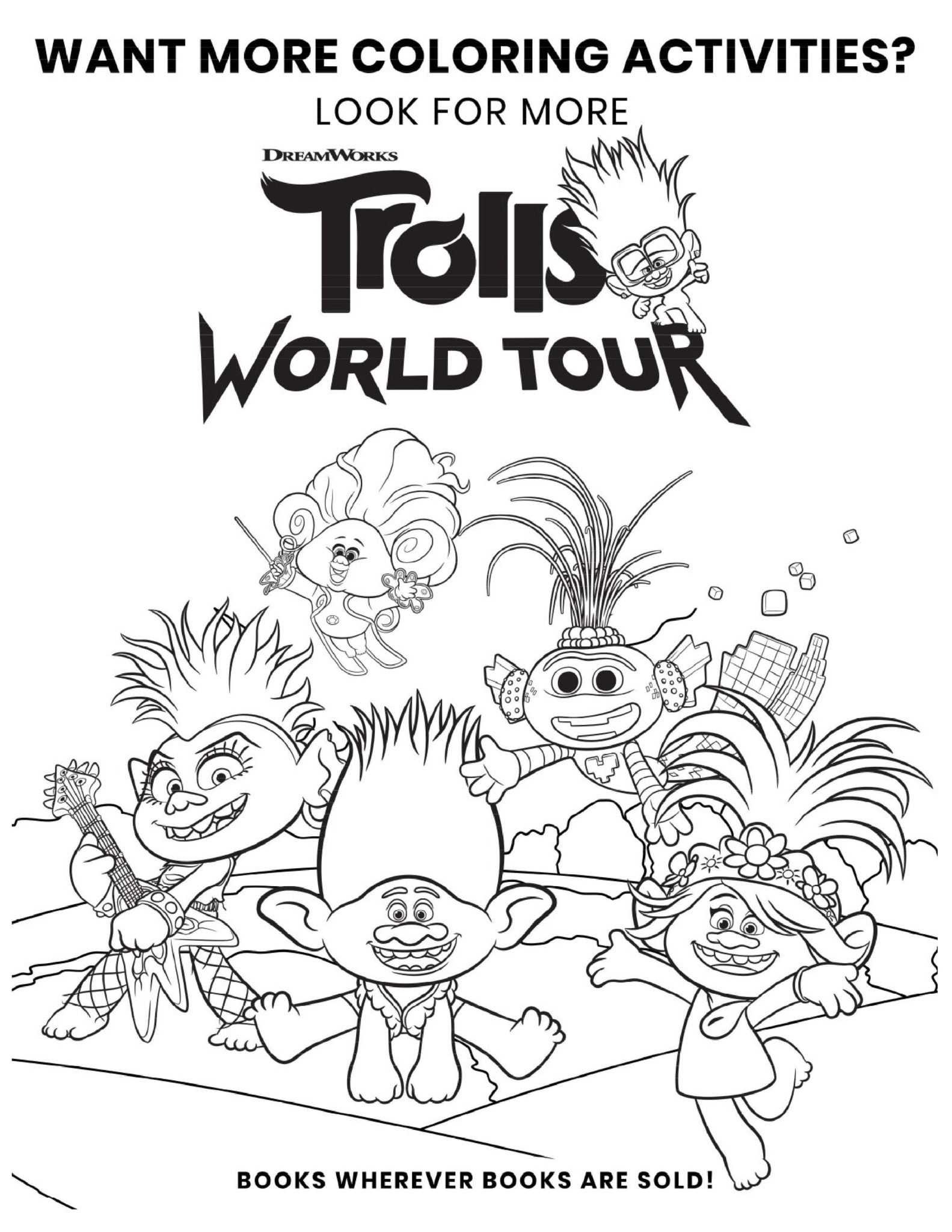 Free Printable TROLLS Coloring Pages Activity Sheets Zoom Backgrounds 