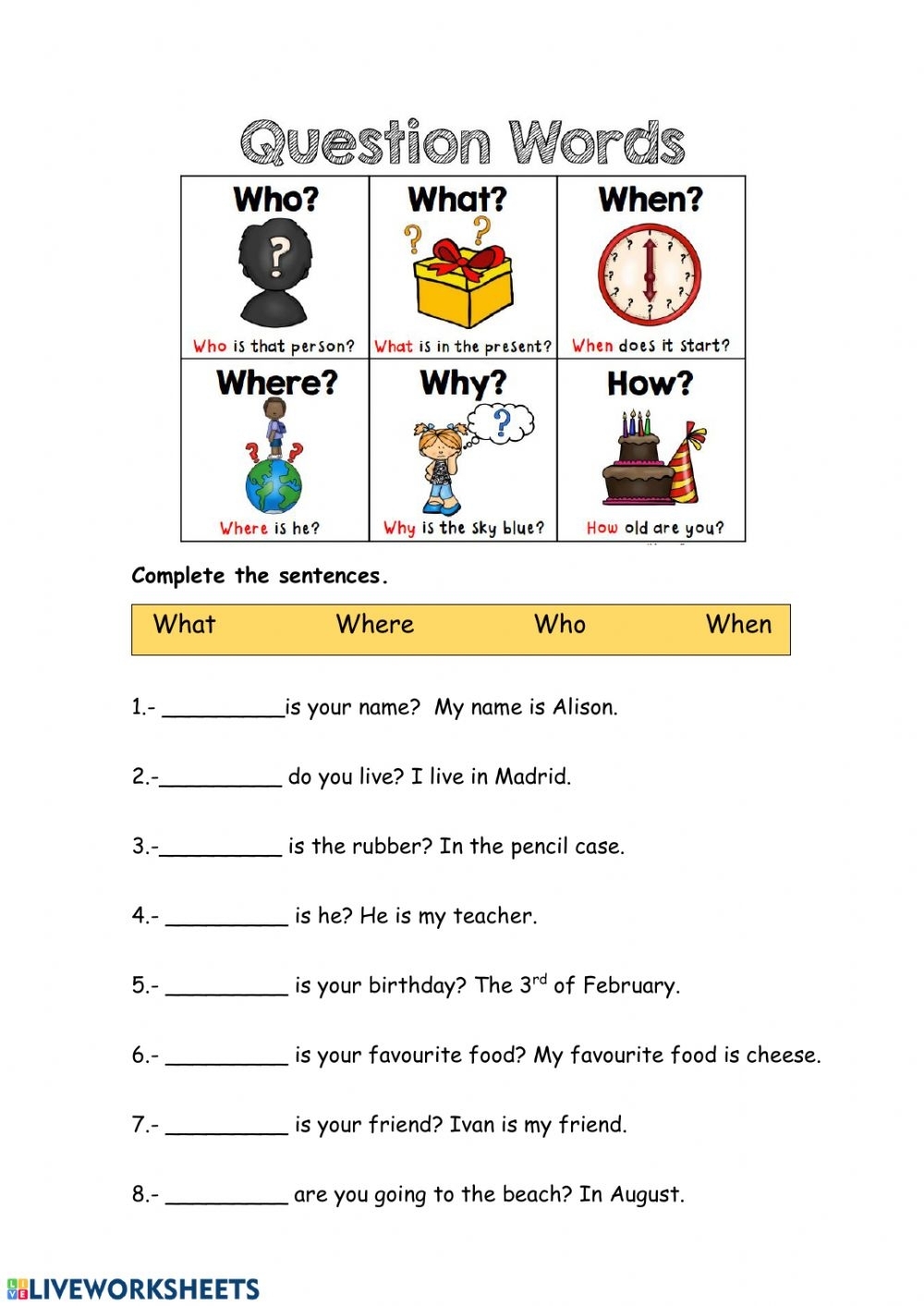 Free Printable Wh Questions Worksheets Printable Worksheets Free Printable Wh Questions Worksheets Printable Worksheets
