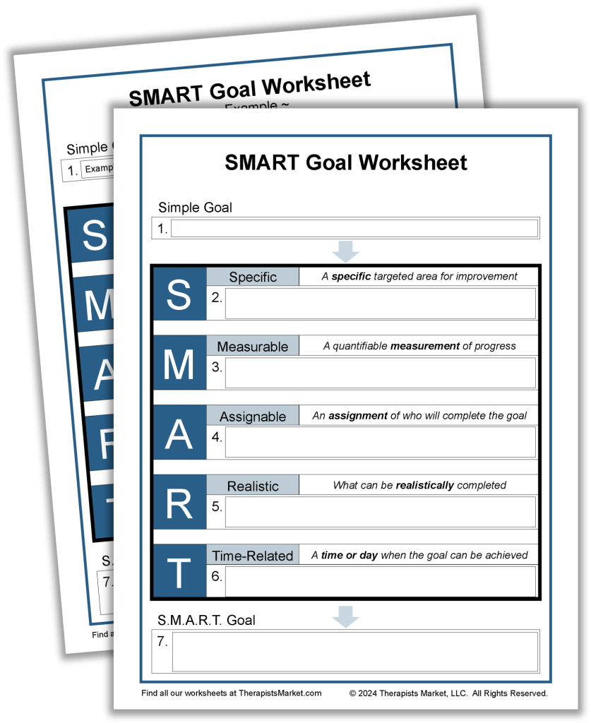 Free SMART Goal Worksheet Therapists Guide With Example Worksheets Free SMART Goal Worksheet Therapists Guide With Example Worksheets