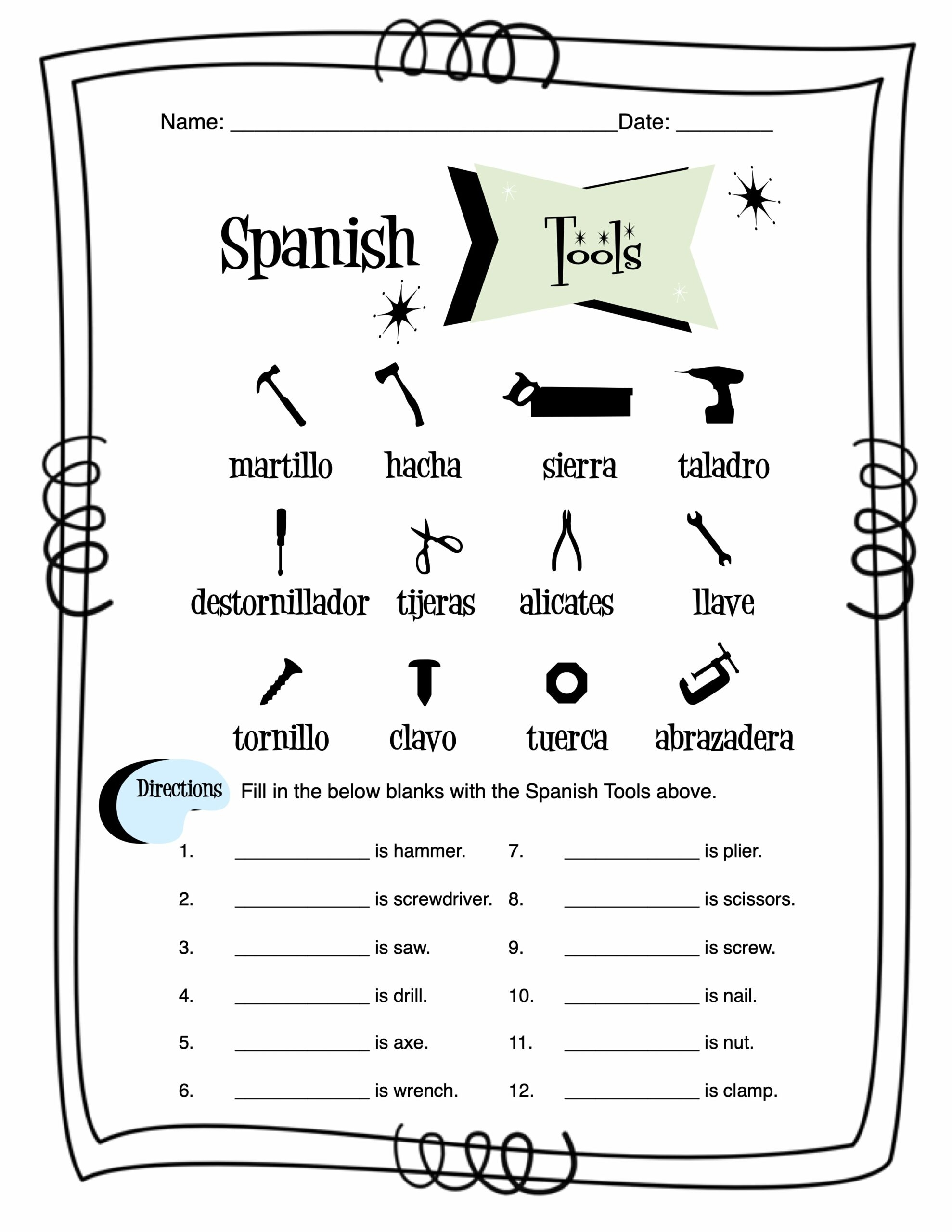 Free Spanish Worksheets For Kids