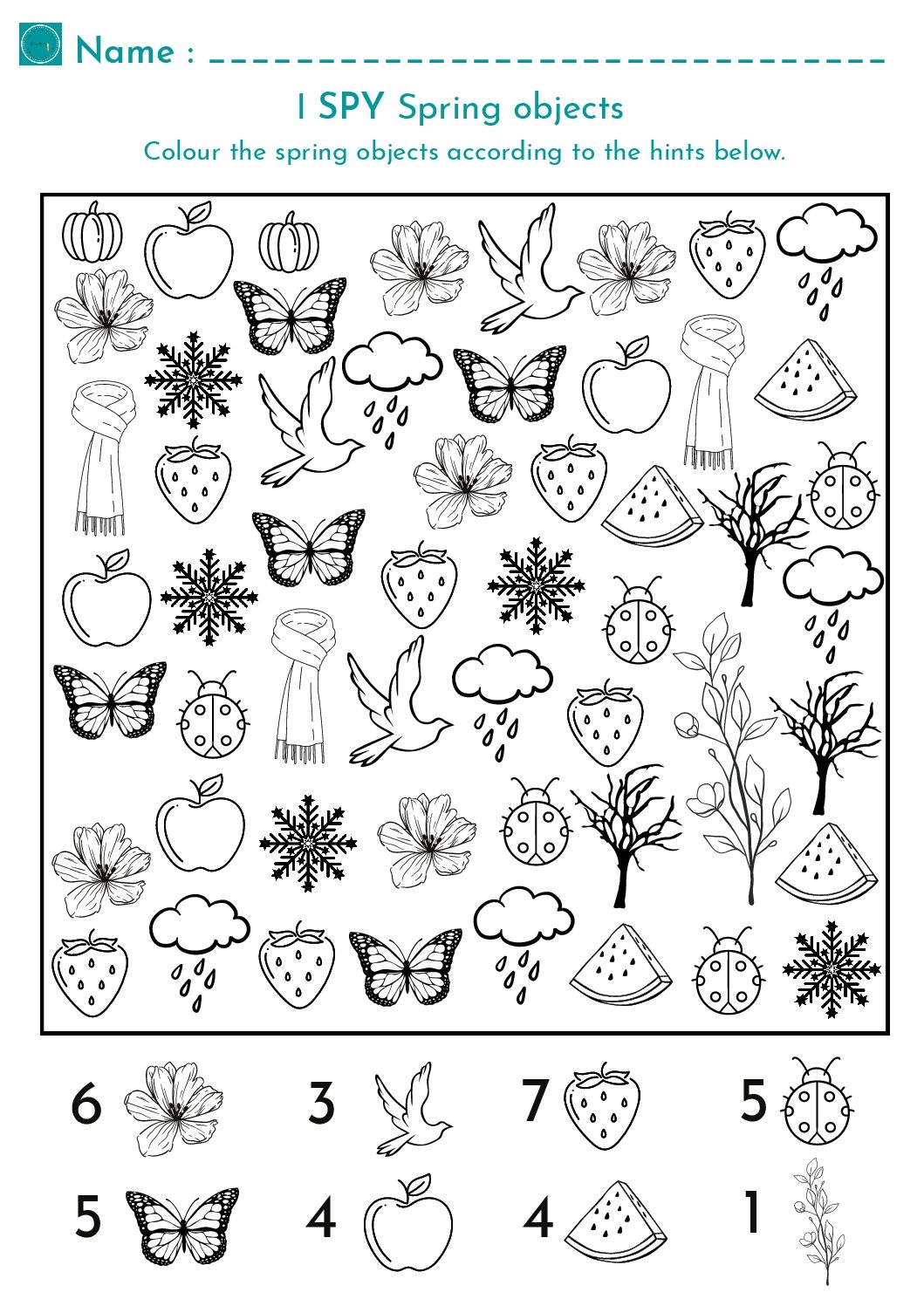 Free Spring Activity Sheet I Spy Colouring Teacha Worksheets Library
