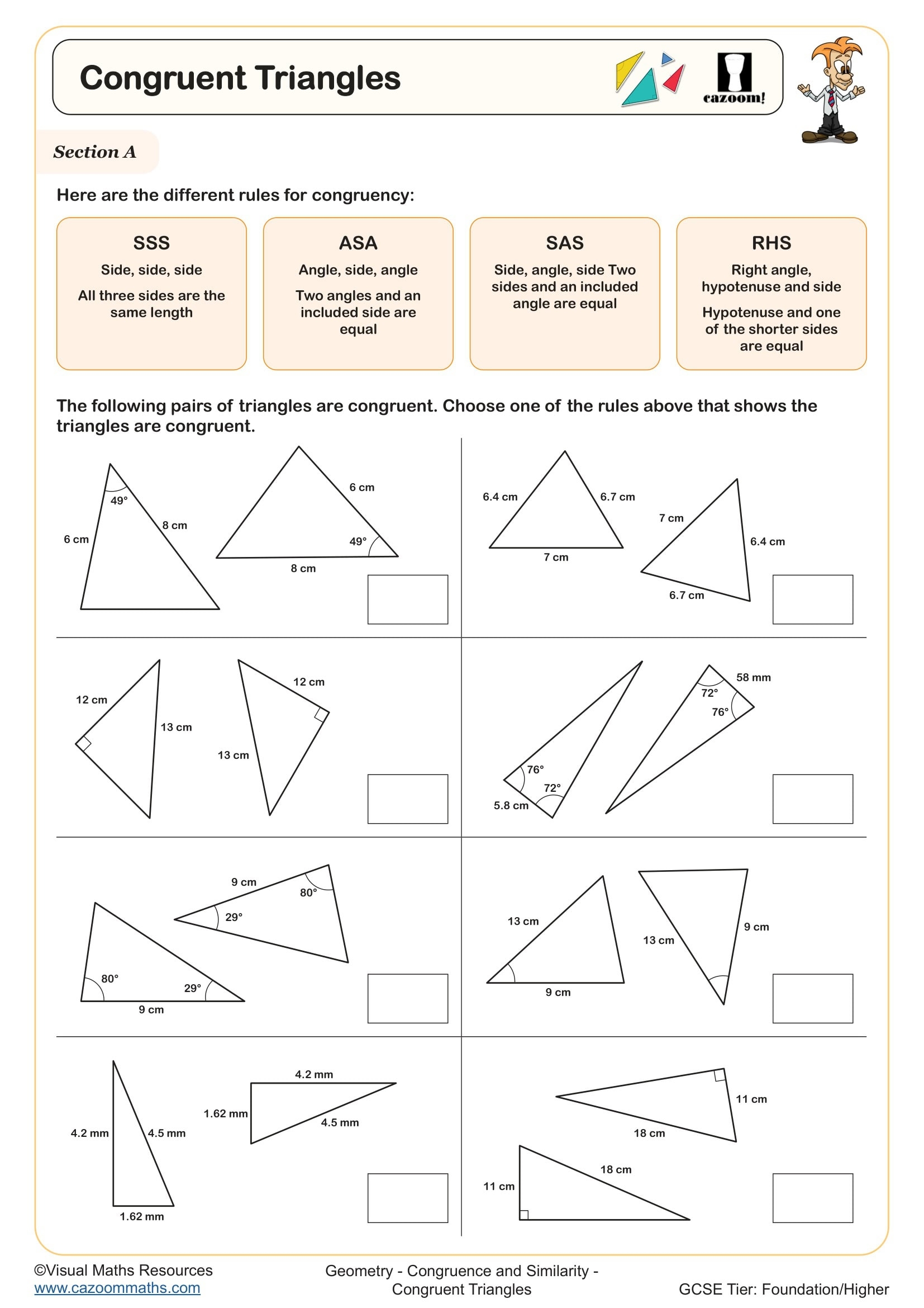 triangle congruence worksheet