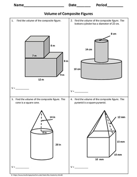 Geometry Worksheet Volume Of Composite Figures By My Geometry World