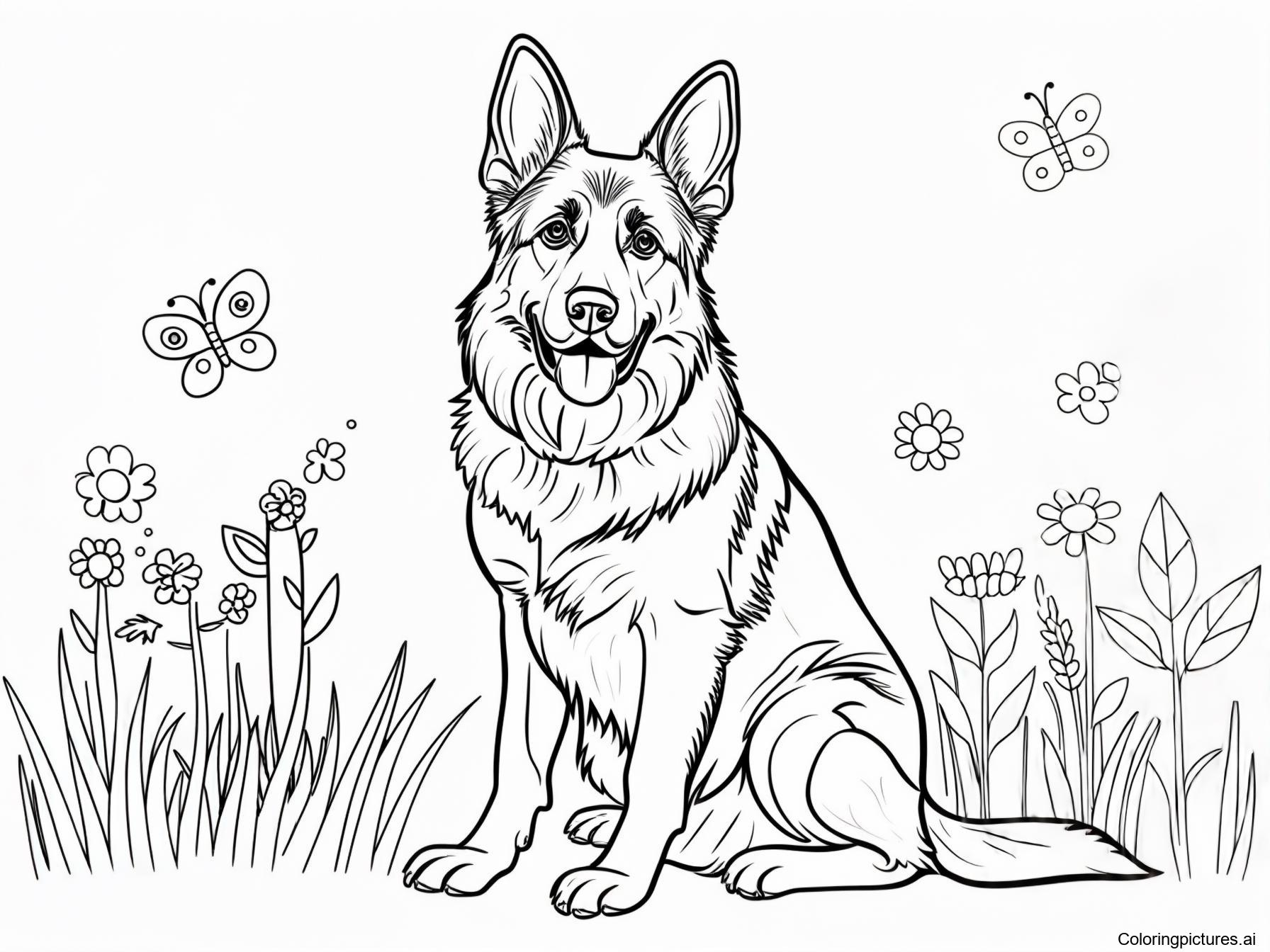 German Shepherd Free Printable Coloring Page
