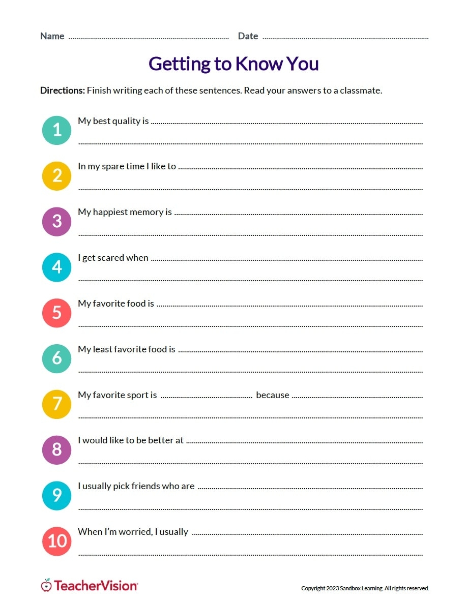 Getting To Know You Worksheet Worksheets Library
