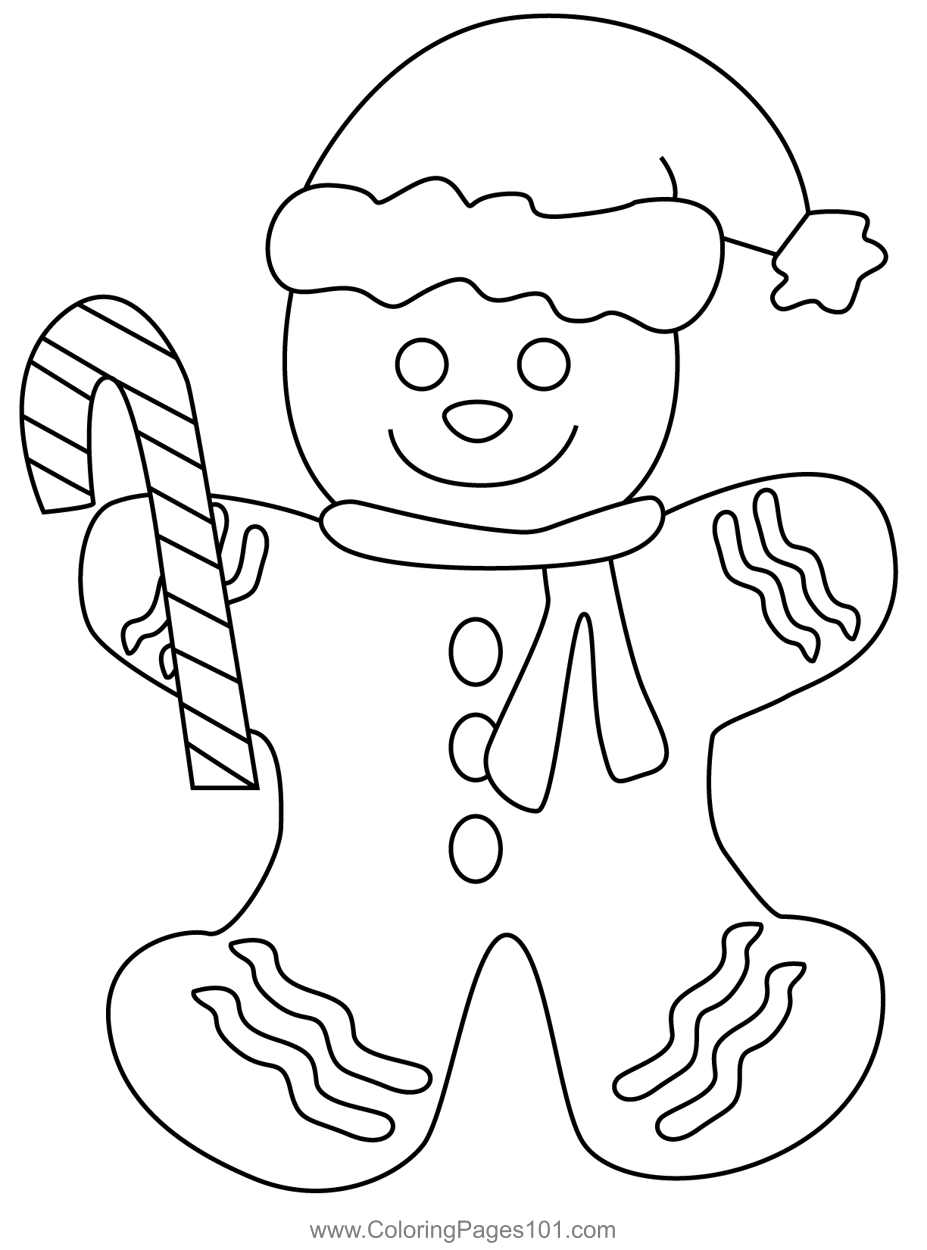 Gingerbread Man Coloring Page For Kids Free Christmas Cartoons 